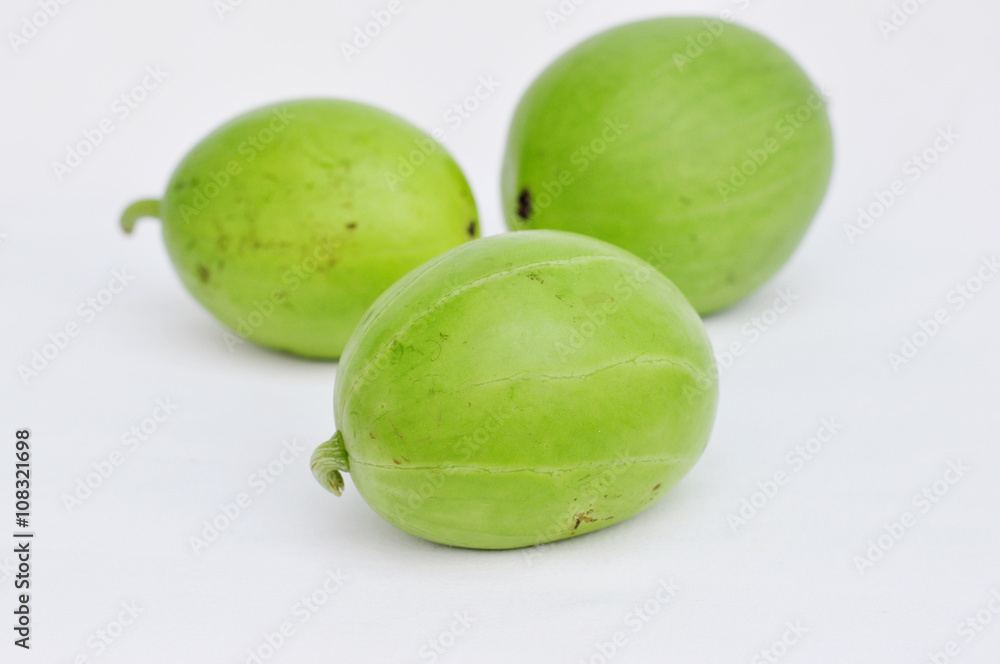 Obraz premium three young watermelon on a white background thai vegetable tangmo-on 5