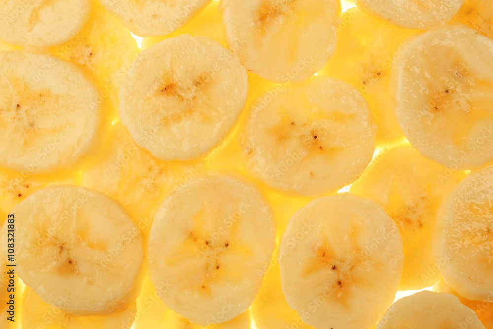 Ripe banana slices, background Ripe banana slices, background
