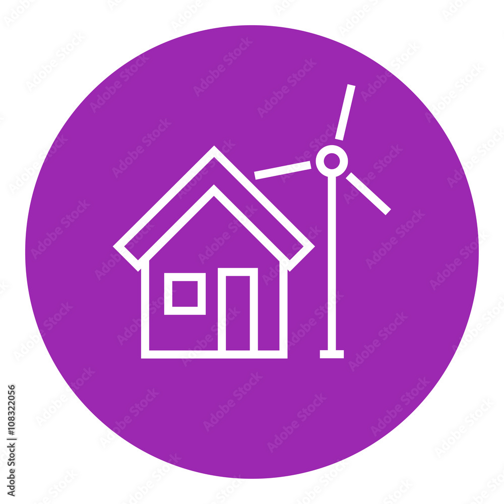 House with windmill line icon. House with windmill line icon.
