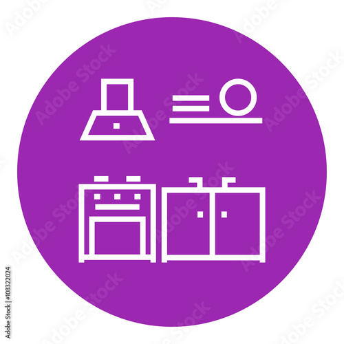 Kitchen interior line icon.