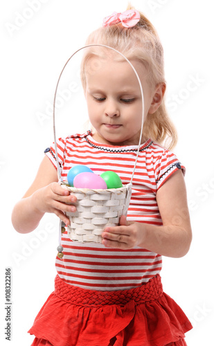 Little girl holding basket ...