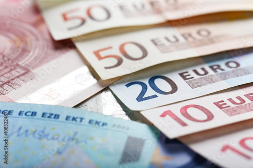 Set of different euro banknotes, background