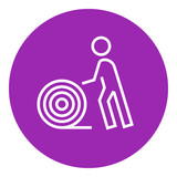 Man with wire spool line icon.