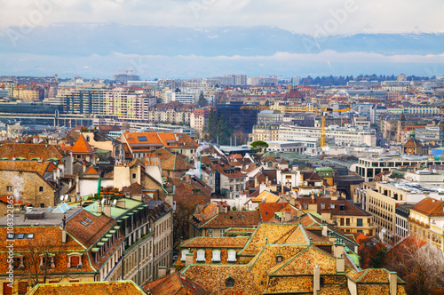 Obraz na płótnie Aerial view of Geneva, Switzerland w salonie