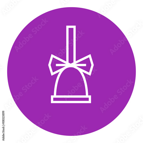 School bell with ribbon line icon.