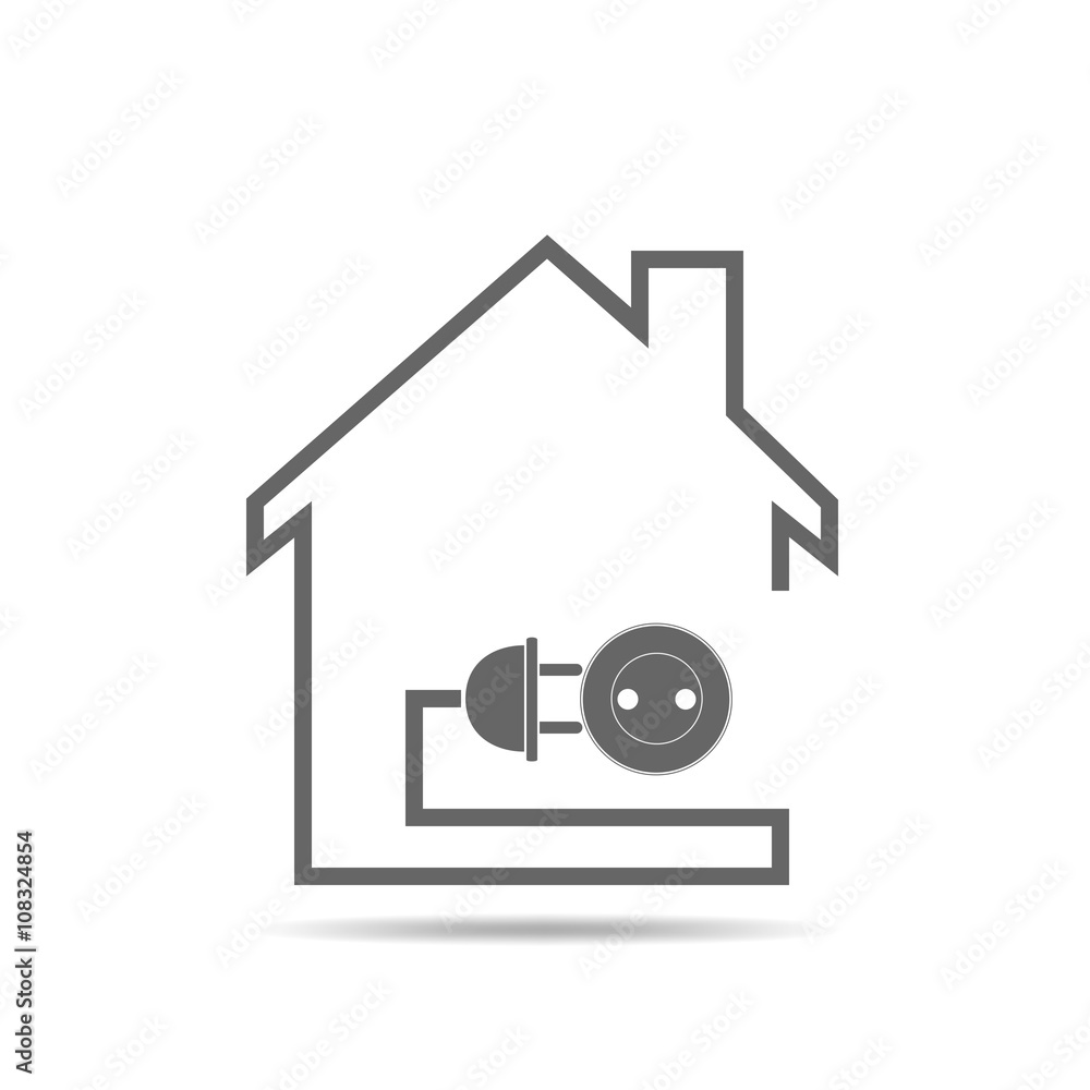 Black house with socket - vector illustration. Black house with socket - vector illustration.