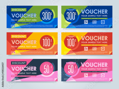 Gift discount voucher template, vector layout. Special offer coupon. Business voucher layout.