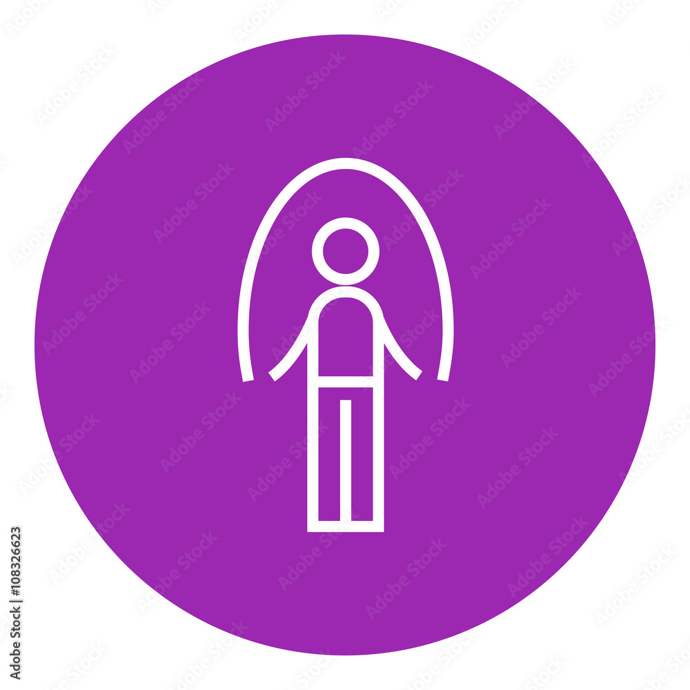 Man exercising with skipping rope line icon. Man exercising with skipping rope line icon.
