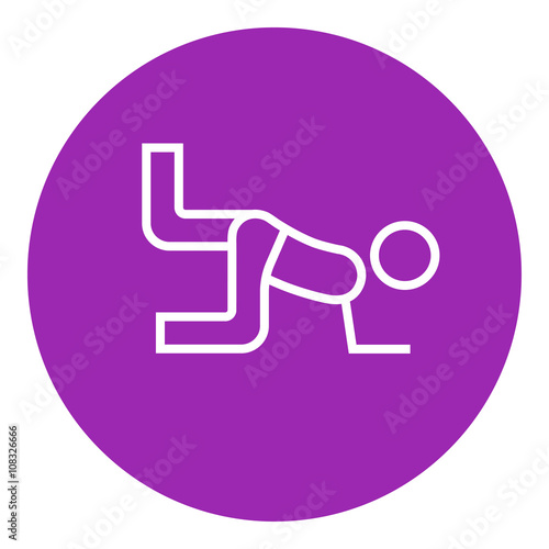 Man exercising buttocks line icon.