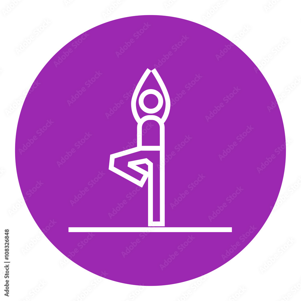 Man practicing yoga line icon.