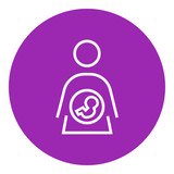 Baby fetus in mother womb line icon.