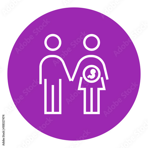 Husband with pregnant wife line icon.