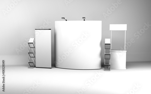 Trade exhibition stand, Exhibition Stand round, 3D rendering 