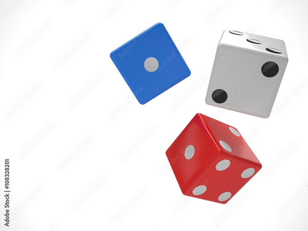 three dices on white background. 3d rendering. three dices on white background. 3d rendering.