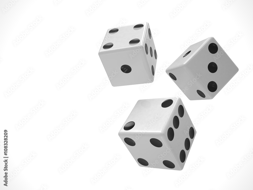three dices on white background. 3d rendering. three dices on white background. 3d rendering.
