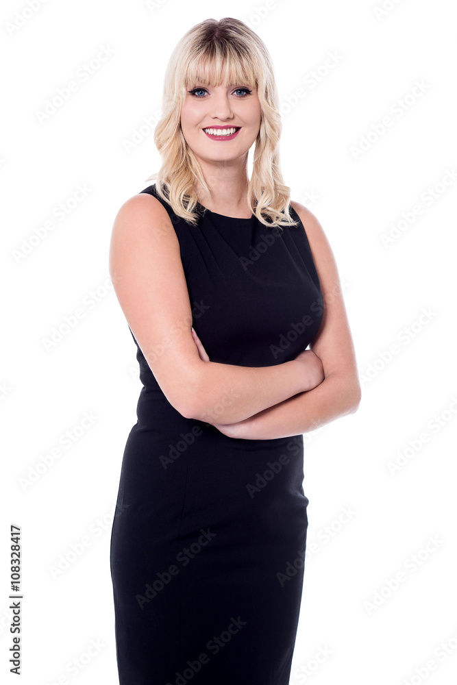 Charming beautiful lady with folded arms Charming beautiful lady with folded arms