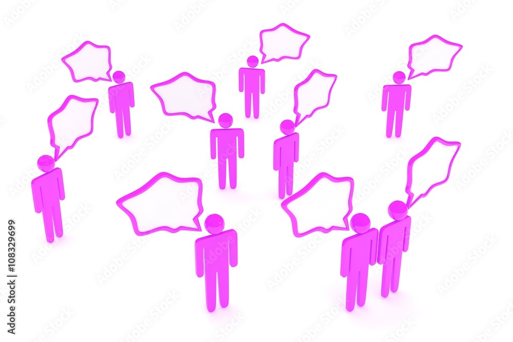 people with talk bubbles isolated over a white background. 3d rendering. people with talk bubbles isolated over a white background. 3d rendering.