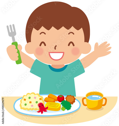 ご飯を食べる子供