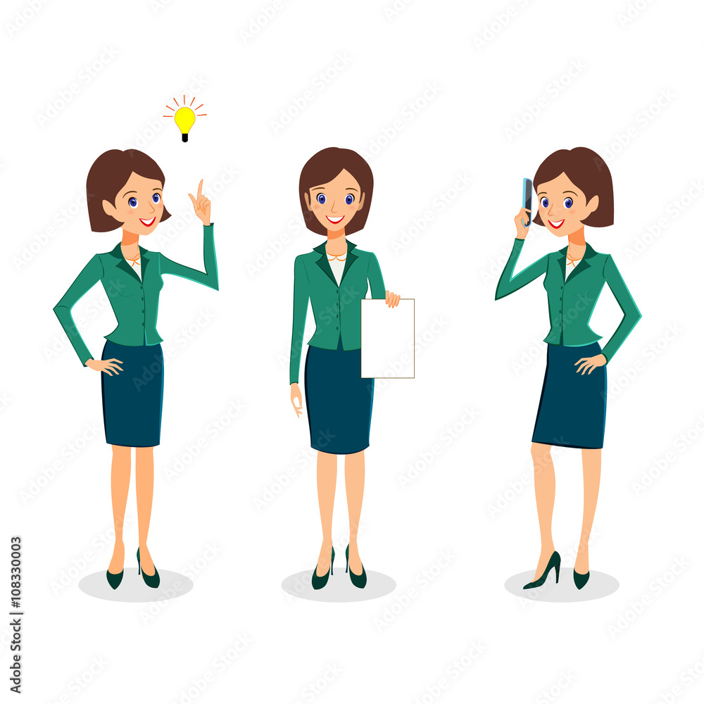 Business woman character vector set