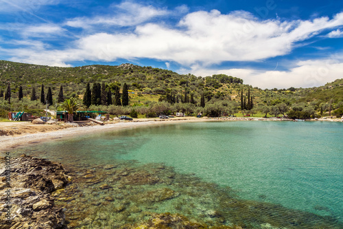 Calm beach in Poros island, Greece