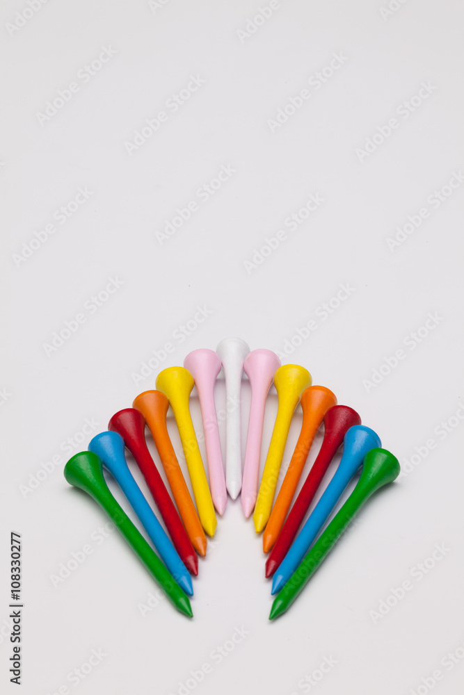 Golf tees on the white background Golf tees on the white background