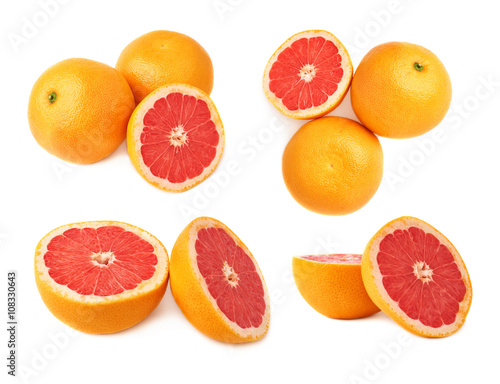 Served grapefruit composition isolated over the white background