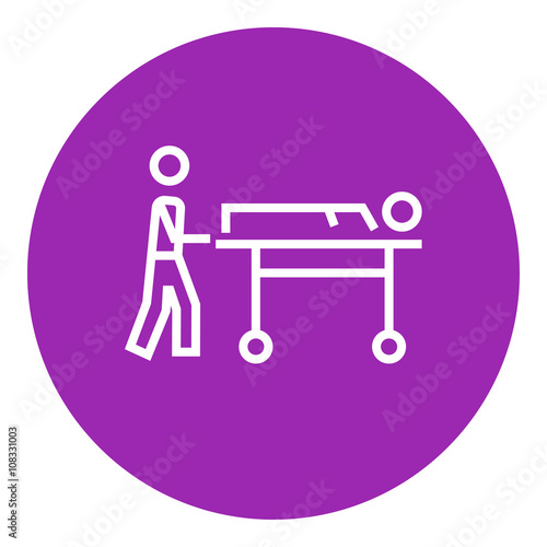 Man pushing stretchers line icon.