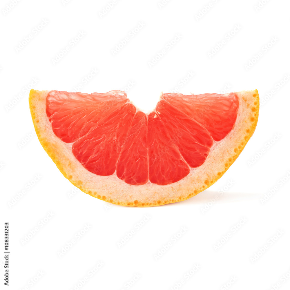 Slice section of grapefruit isolated over the white background