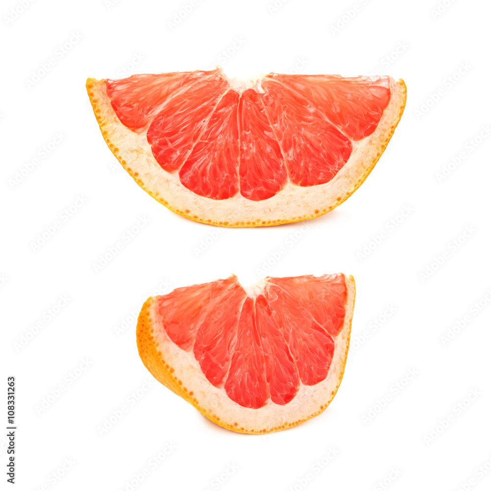 Dried small slice section of grapefruit isolated over the white background Dried small slice section of grapefruit isolated over the white background