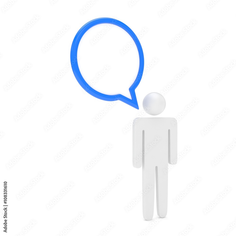 3d man with talk bubbles isolated over a white background. 3d rendering. 3d man with talk bubbles isolated over a white background. 3d rendering.