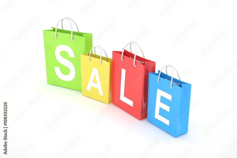 sale written on shopping bag. 3d rendering. sale written on shopping bag. 3d rendering.