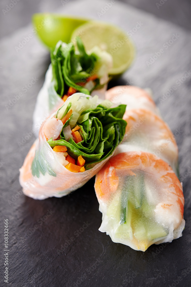 spring rolls with shrimps