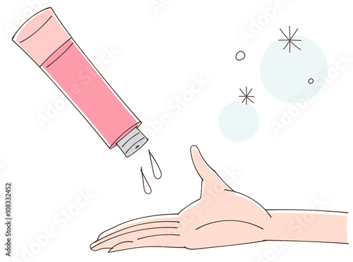 化粧水と手のイラスト