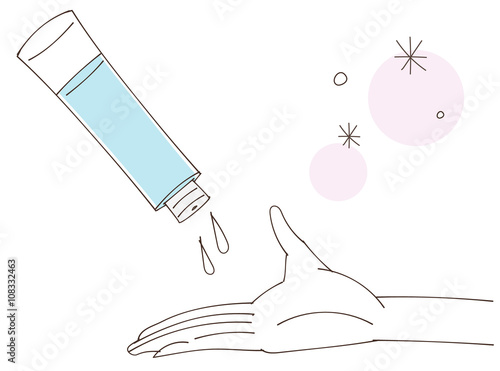 化粧水と手のイラスト