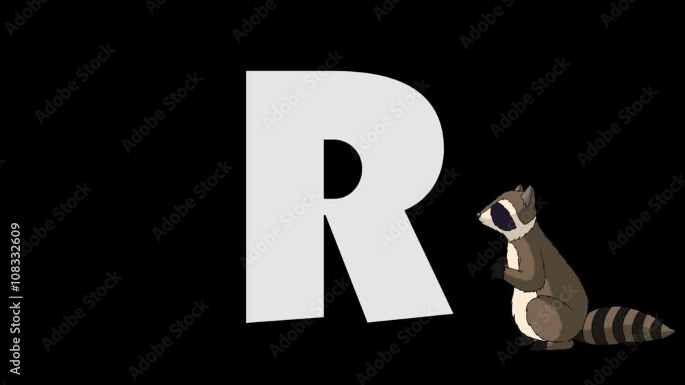 Letters R Raccoon Font Vidéo Stock Letter R and Raccoon (background) Animated animal alphabet ...
