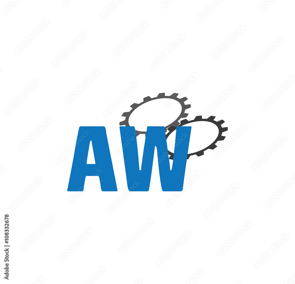Fototapeta premium aw alphabet with 2 gears