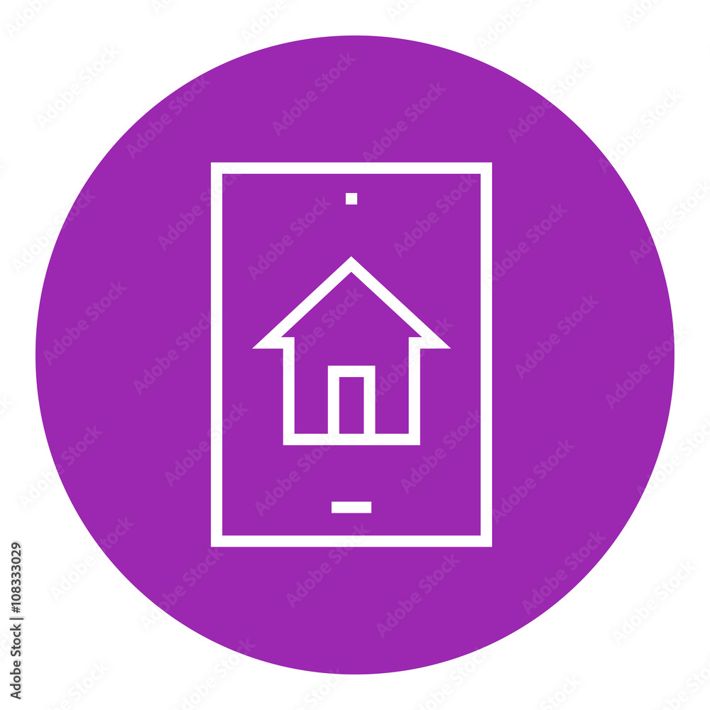 Property search on mobile device line icon. Property search on mobile device line icon.