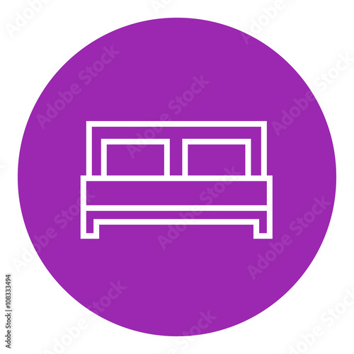 Double bed line icon.