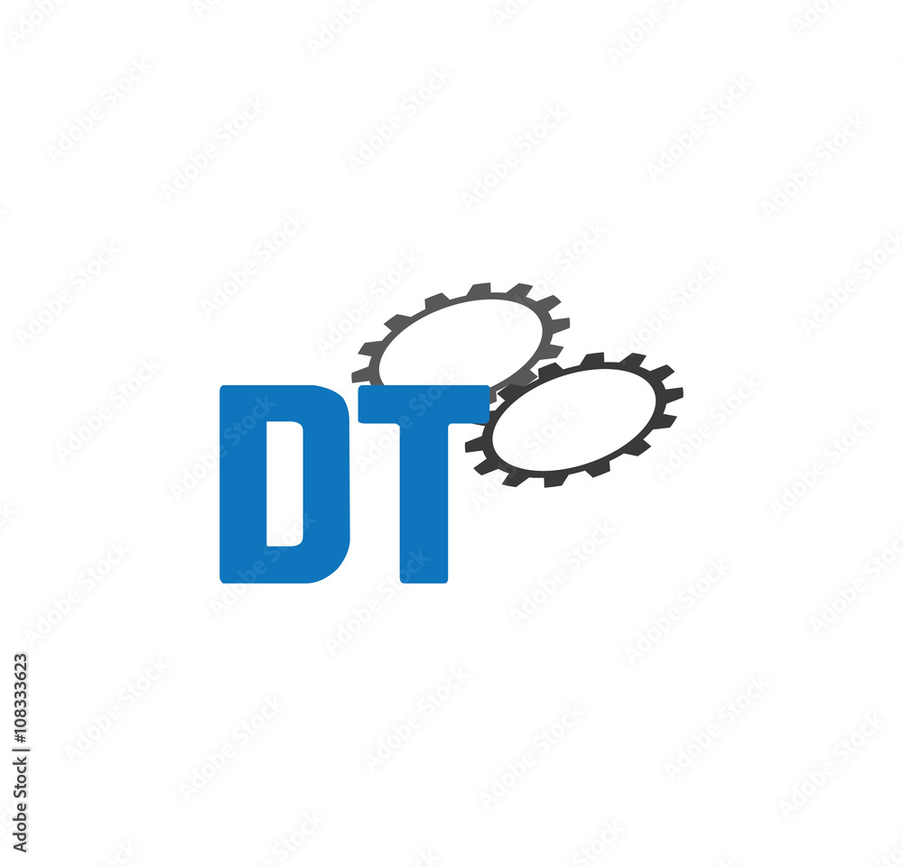 Fototapeta premium dt alphabet with 2 gears