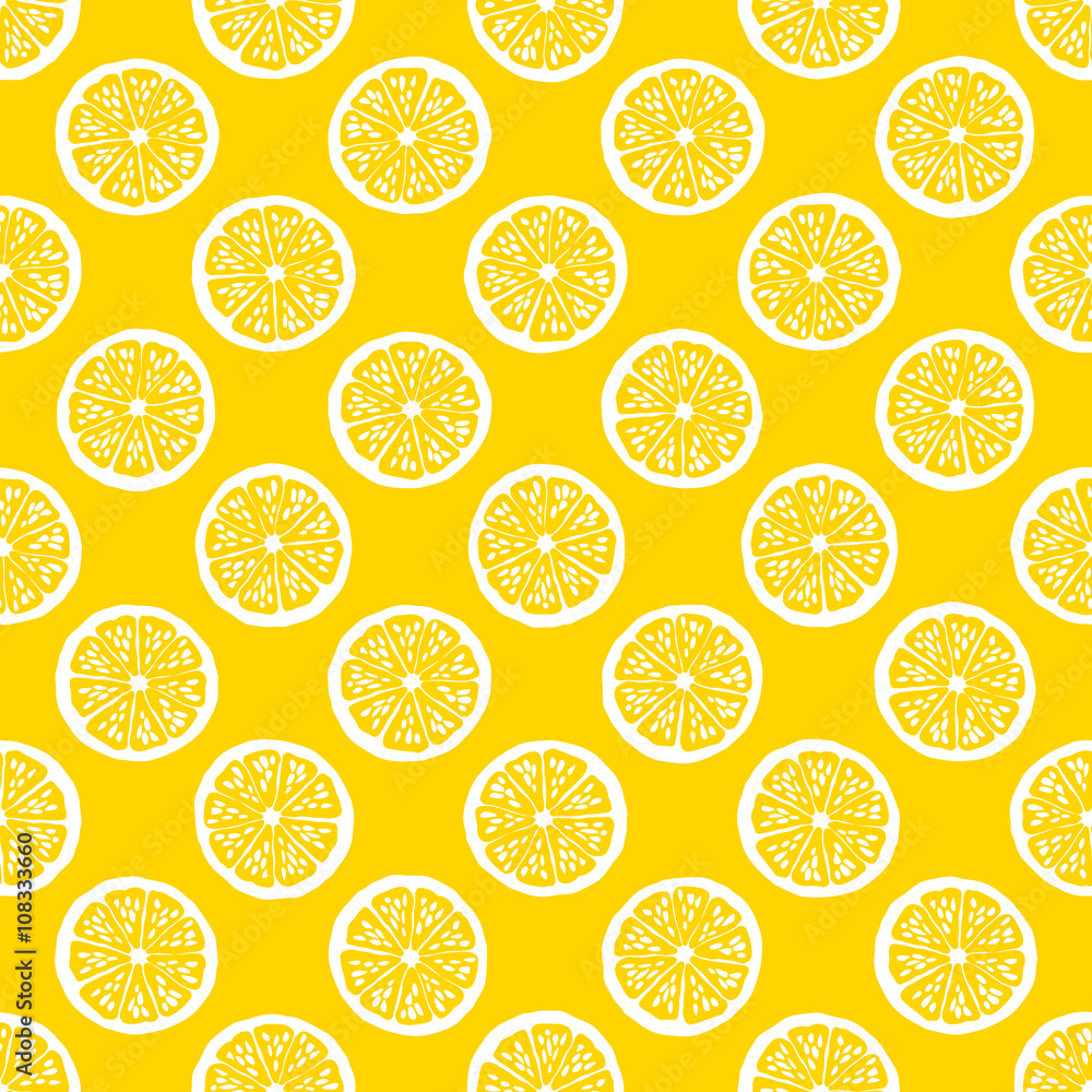 lemon slices seamless pattern