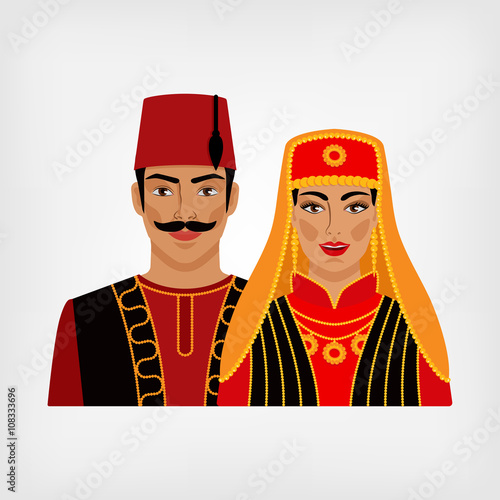 Turkish man and woman in national suit