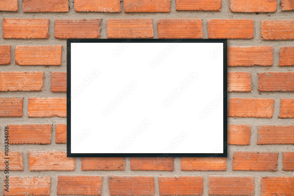 custom made wallpaper toronto digitalMock up blank poster picture frame on brick wall.