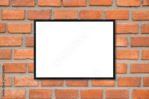 Wallpaper Mural Mock up blank poster picture frame on brick wall. Torontodigital.ca