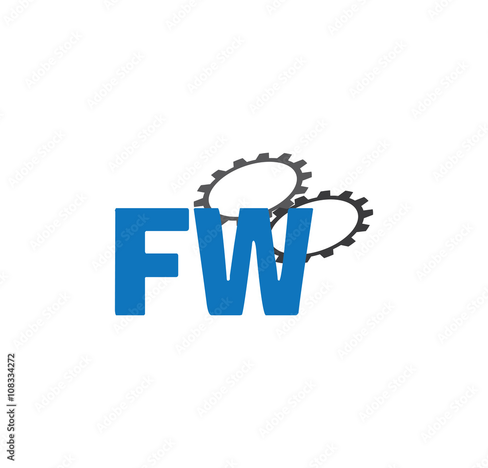 Fototapeta premium fw alphabet with 2 gears