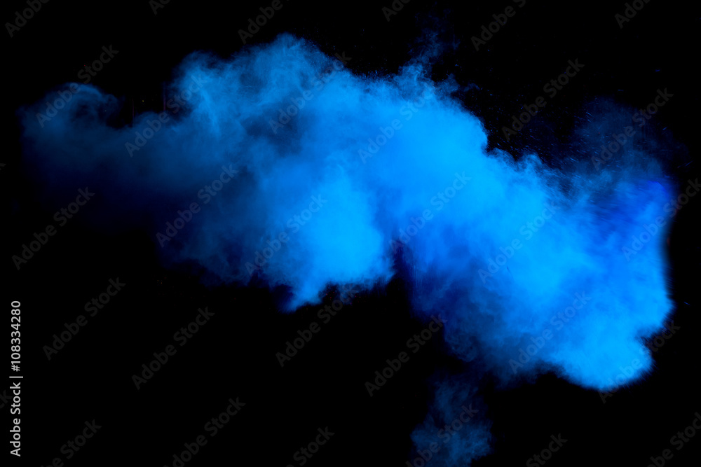 Freeze motion of blue dust explosion