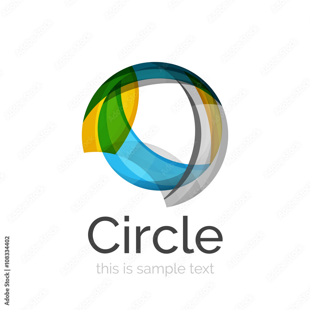 Circle logo. Transparent overlapping swirl shapes. Modern clean business icon Circle logo. Transparent overlapping swirl shapes. Modern clean business icon