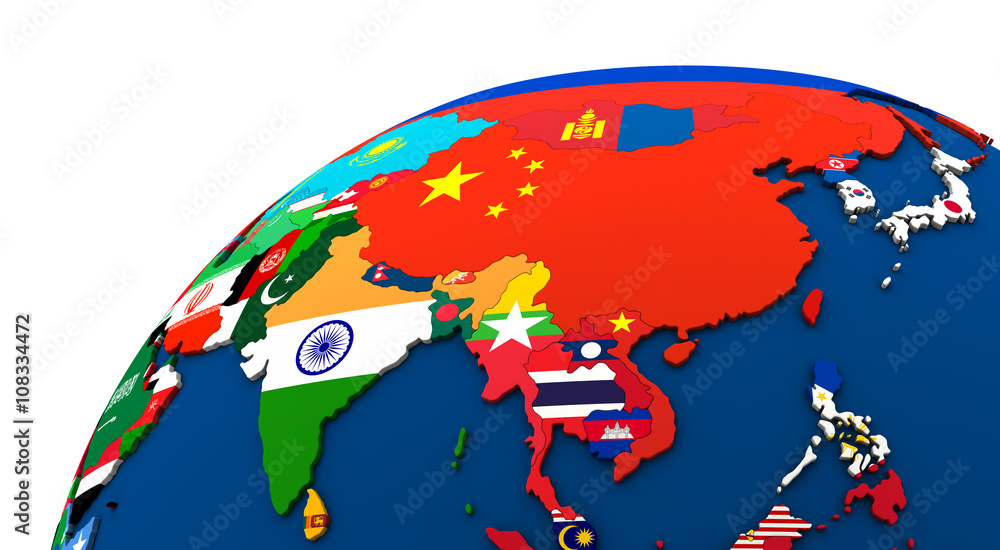 Obraz premium Political Asia map