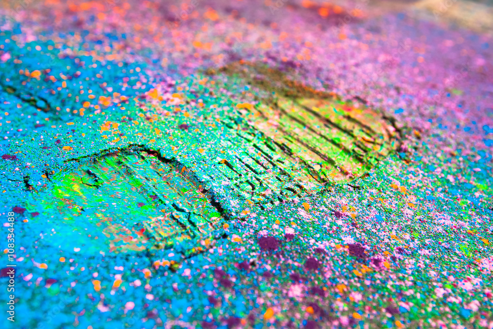 Shoe print on colorful background