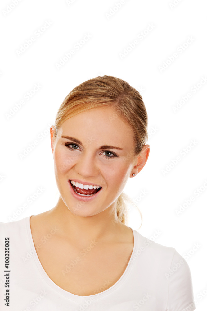 Stressed or angry young woman screaming Stressed or angry young woman screaming
