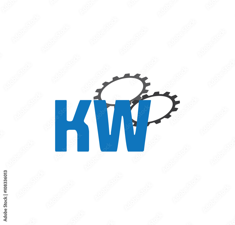 Fototapeta premium kw alphabet with 2 gears